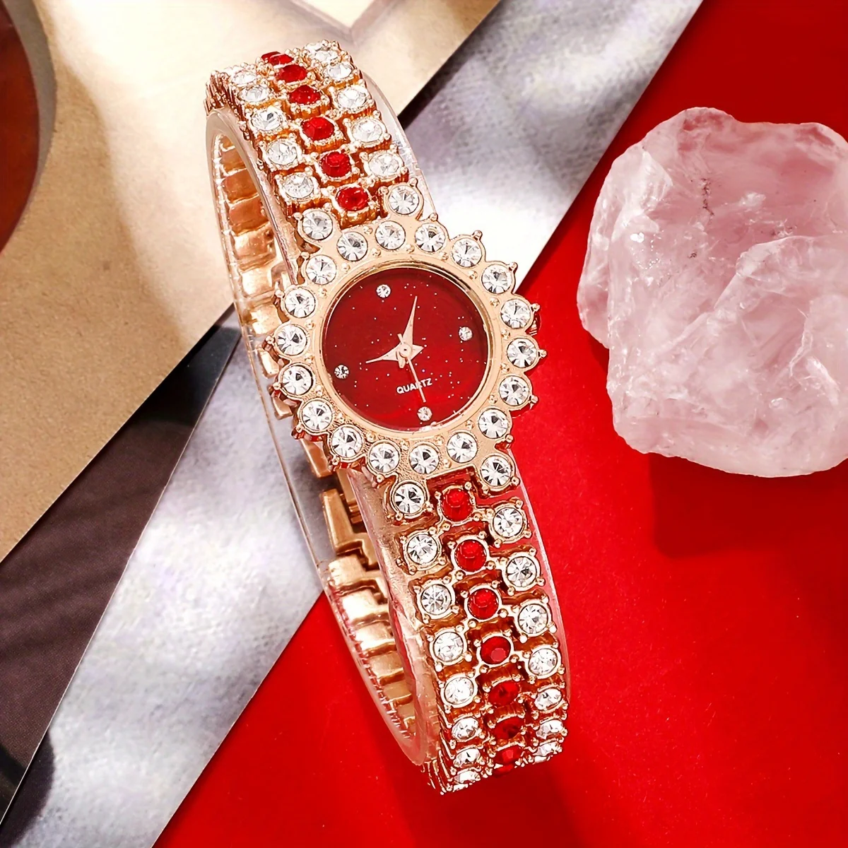 Luxury Watch Gift For Her - 2pcs/set Women's Watch Luxury Rhinestone Quartz