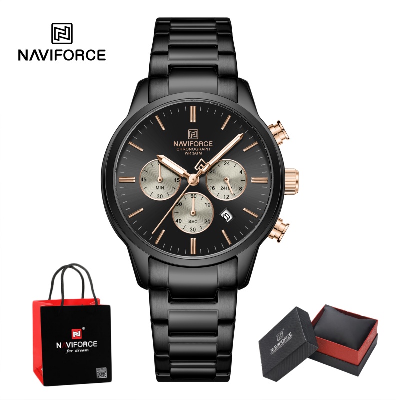 Luxury Watch And Bracelet - NAVIFORCE Men Quartz Chronograph Watch Waterproof