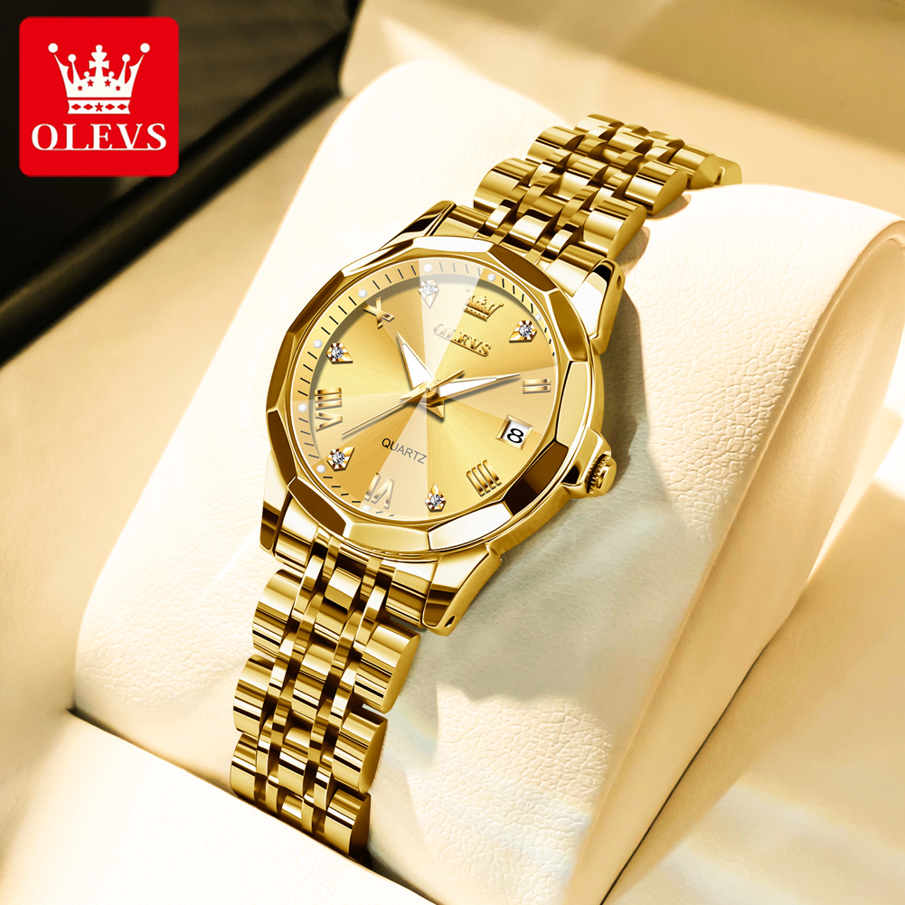 Luxury Watch Logo - OLEVS Fashion Golden Watch for Women