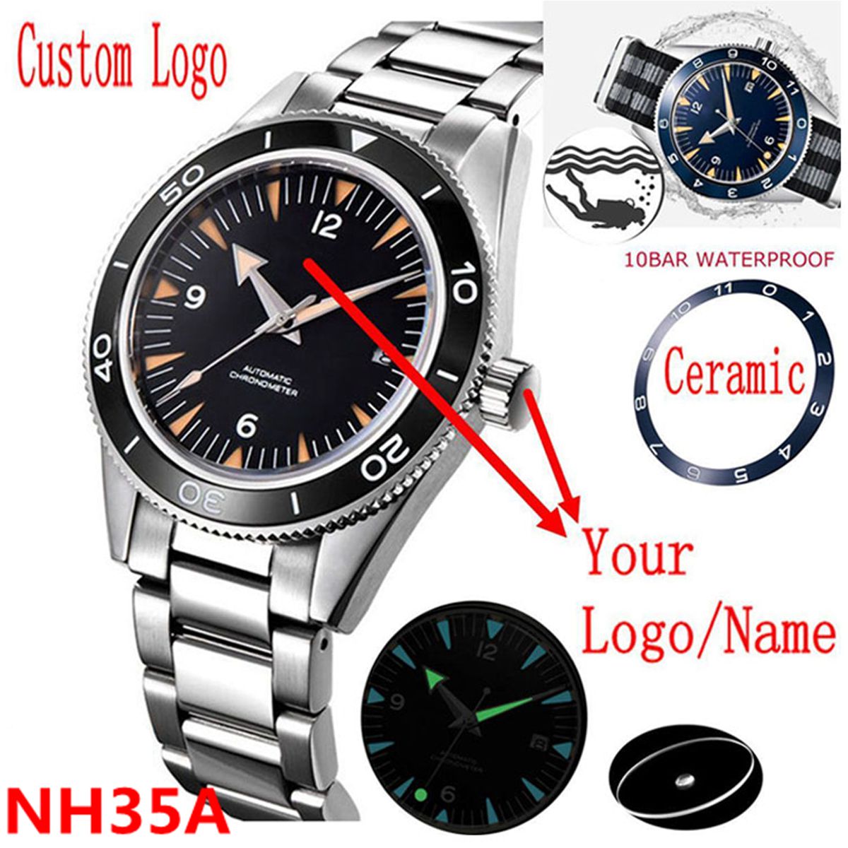 Custom Logo NH35 Movement Watc - Luxury Watch Logo 评论和价格