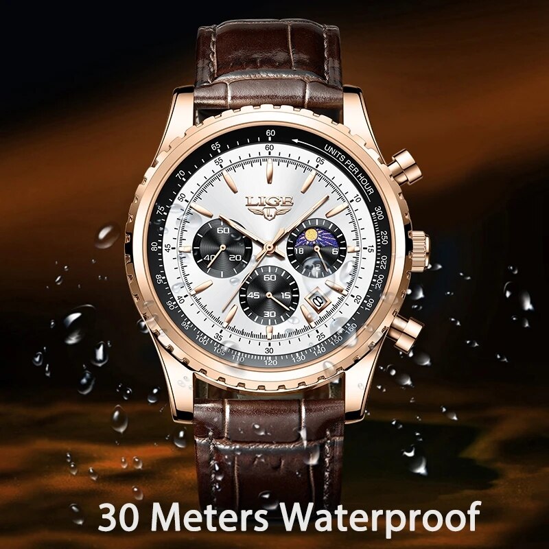 LIGE New Mens Watches Top Bran - Luxury Watch Holder For Men 评论和价格