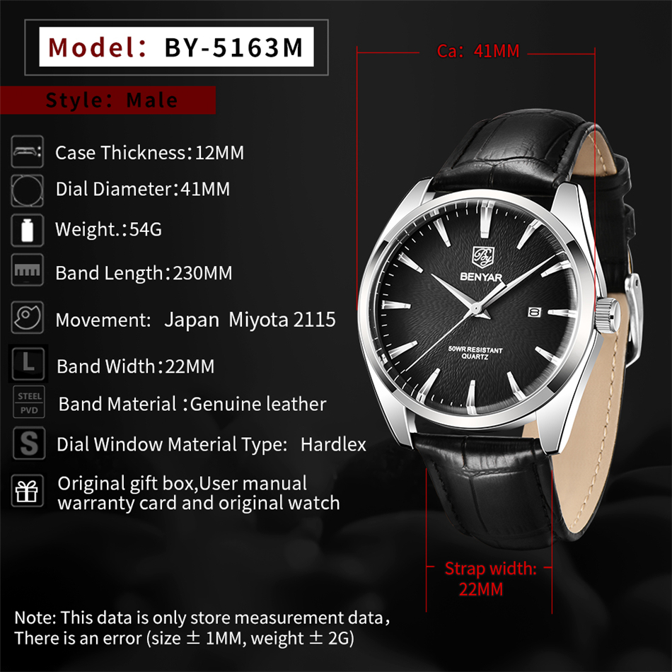 Benyar 5163 Top Brand Luxury M - Luxury Watch Holder For Men 评论和价格