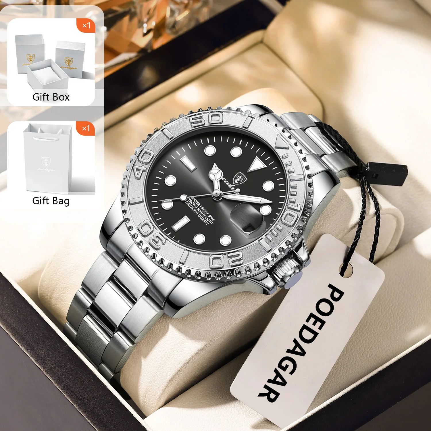POEDAGAR Trendy Sport Man Watc - Luxury Watch And Bracelet 评论和价格