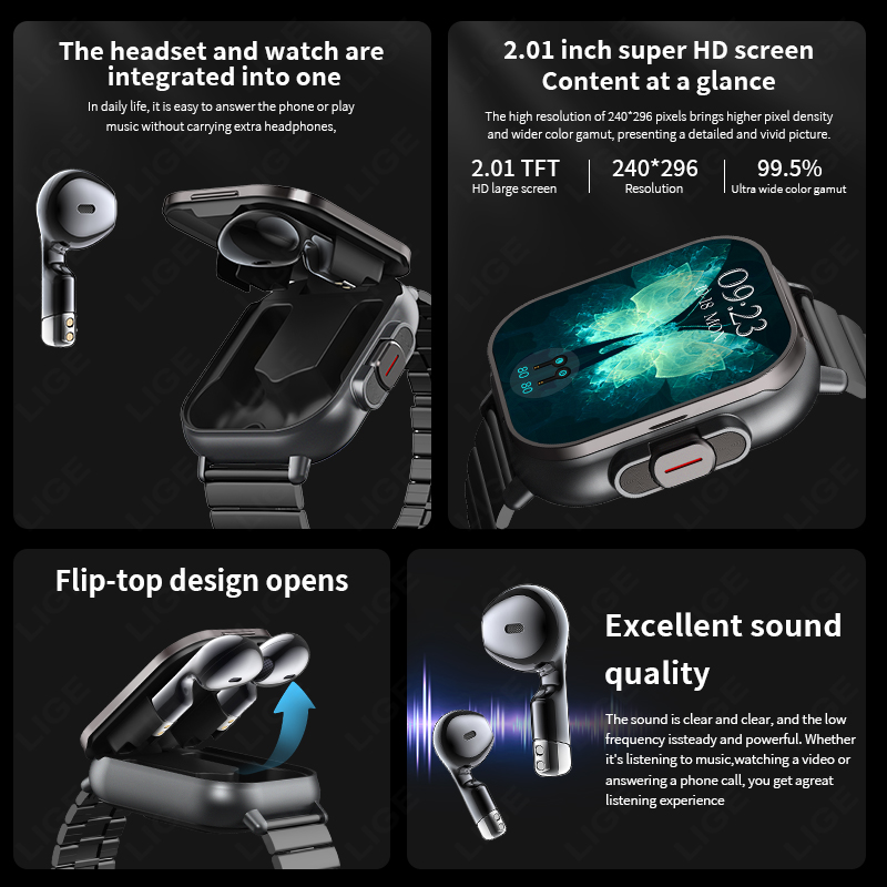 TWS 2in 1 Smart Watch with Hea - Luxury Watch Korea 评论和价格