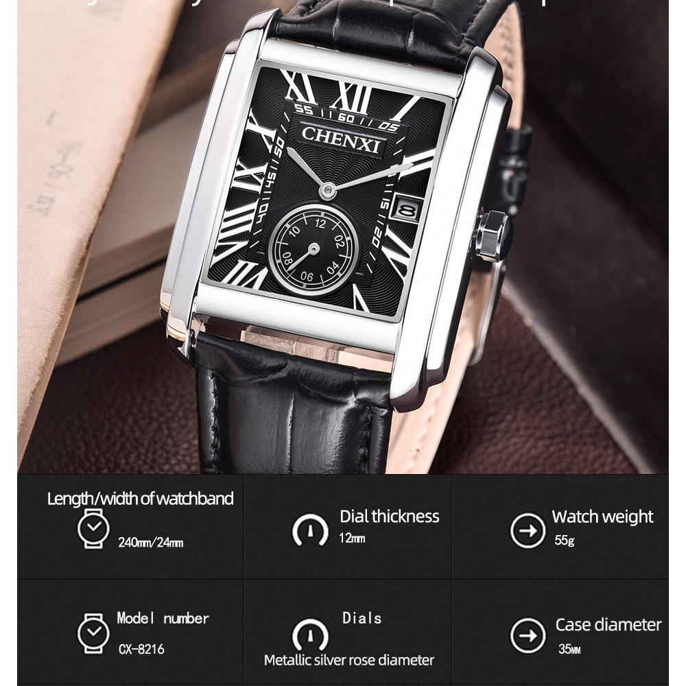 CHENXI 8216 Fashion Classic Sq - Luxury Watch Holder For Men 评论和价格
