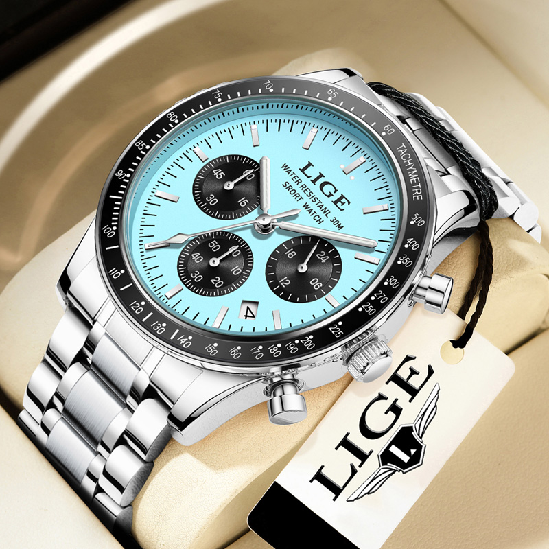 LIGE Top Brand Luxury New Men  - Luxury Watch Holder For Men 评论和价格