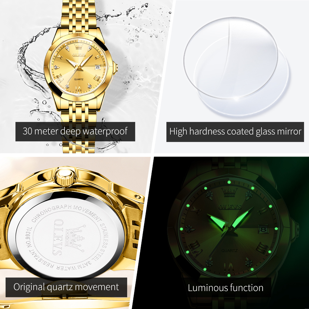 OLEVS Fashion Golden Watch for - Luxury Watch Logo 评论和价格