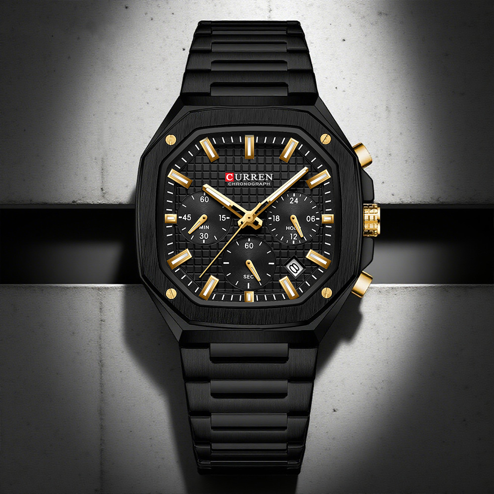 CURREN Luxury Square Chrono Wa - Luxury Watch And Bracelet 评论和价格