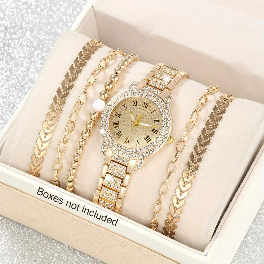 6pcs/set Women's Luxury Rhines - Luxury Watch Gift For Her 评论和价格