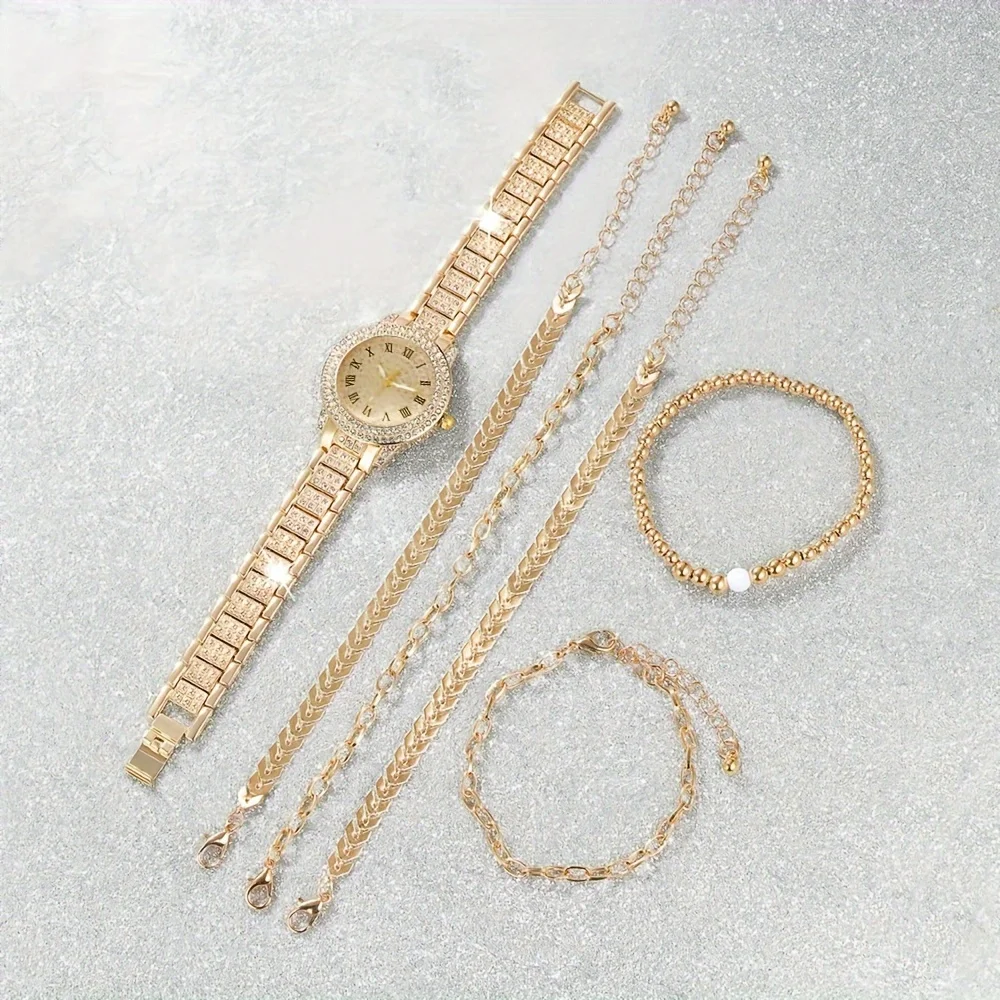 6pcs/set Women's Luxury Rhines - Luxury Watch Gift For Her 评论和价格