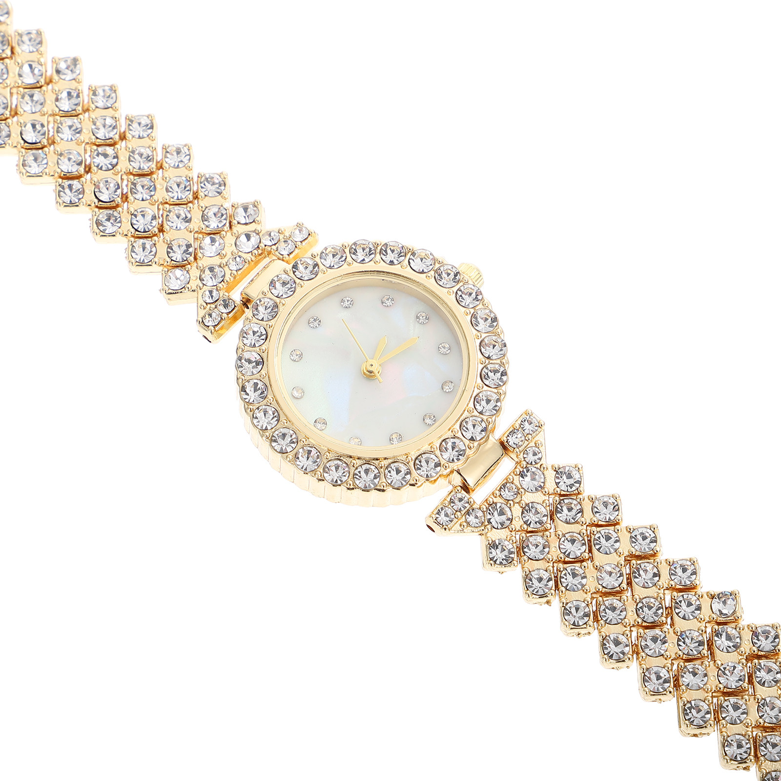 Rhinestone Watch Golden Tone Q - Luxury Watch Gift For Her 评论和价格