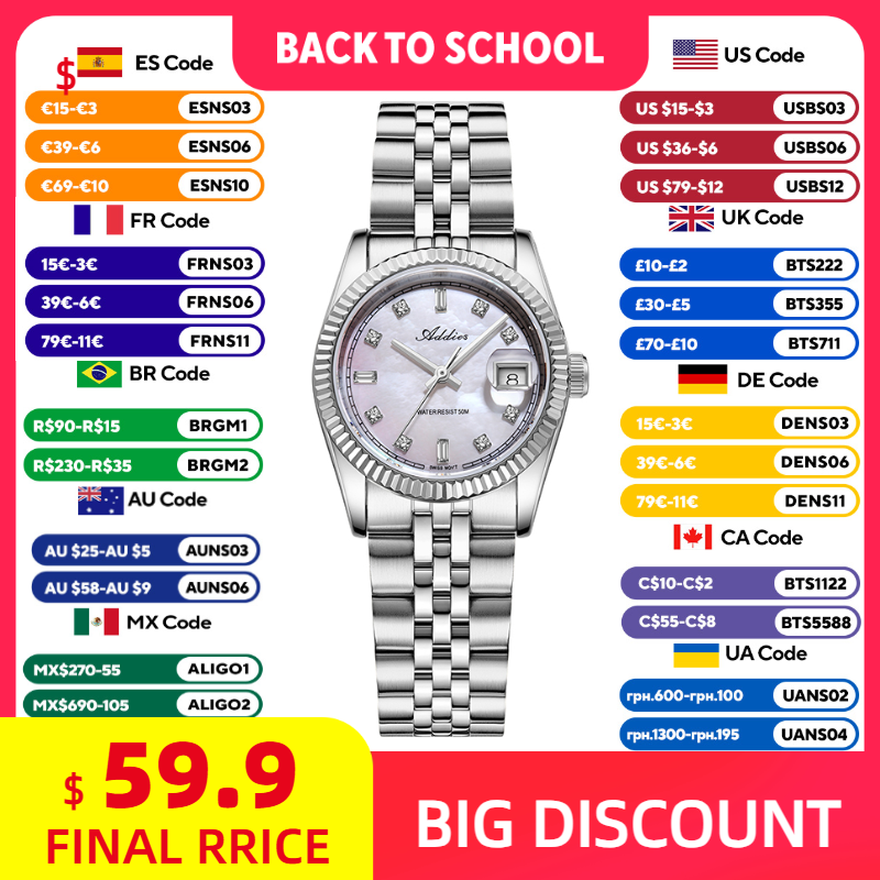ADDIES 585 Quartz Women's Watc - Luxury Watch And Bracelet 评论和价格