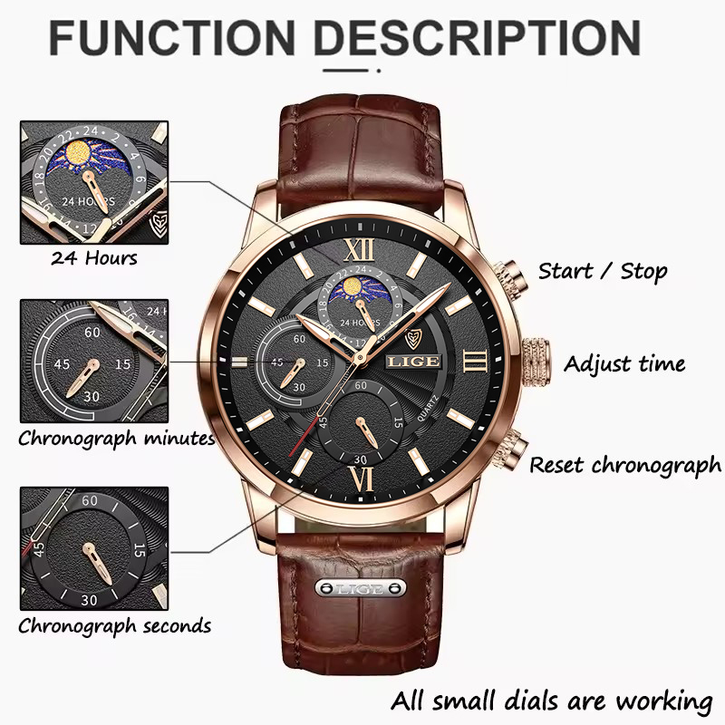 Men's Watches LIGE Top Brand L - Luxury Watch Holder For Men 评论和价格